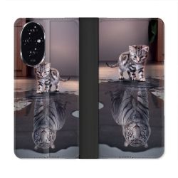 Housse cuir portefeuille Pour Honor 200 5G Animal Chat Reflet