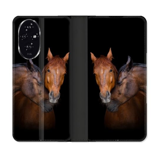 Housse cuir portefeuille Pour Honor 200 5G Animal Cheval Marron