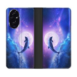 Housse cuir portefeuille Pour Honor 200 5G Animal Dauphin Vague