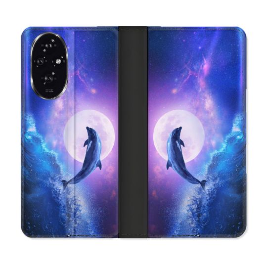 Housse cuir portefeuille Pour Honor 200 5G Animal Dauphin Vague