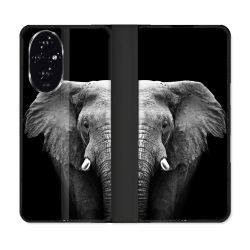 Housse cuir portefeuille Pour Honor 200 5G Animal Elephant Noir