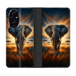 Housse cuir portefeuille Pour Honor 200 5G Animal Elephant Savane