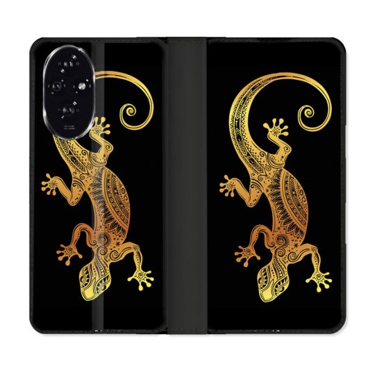 Housse cuir portefeuille Pour Honor 200 5G Animal Lezard Noir
