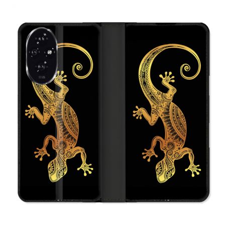 Housse cuir portefeuille Pour Honor 200 5G Animal Lezard Noir