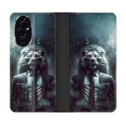 Housse cuir portefeuille Pour Honor 200 5G Animal Lion Business