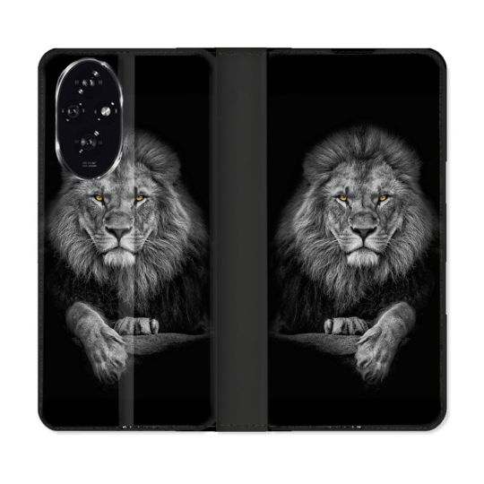 Housse cuir portefeuille Pour Honor 200 5G Animal Lion Majestueux