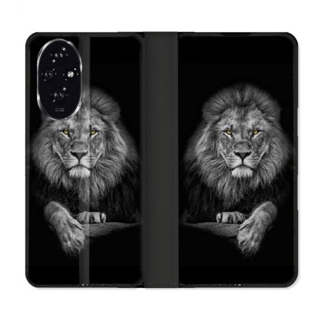 Housse cuir portefeuille Pour Honor 200 5G Animal Lion Majestueux