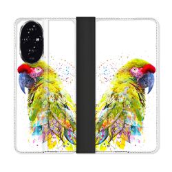 Housse cuir portefeuille Pour Honor 200 5G Animal Perroquet Jaune