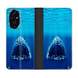 Housse cuir portefeuille Pour Honor 200 5G Animal Requin Dent