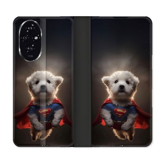 Housse cuir portefeuille Pour Honor 200 5G Animal Super Chien