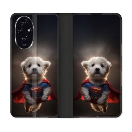 Housse cuir portefeuille Pour Honor 200 5G Animal Super Chien