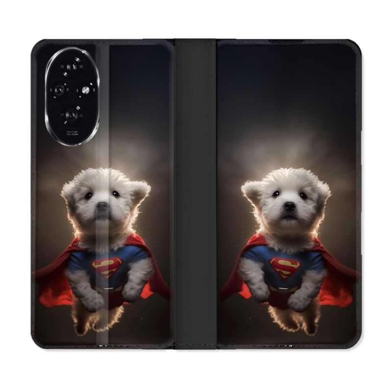 Housse cuir portefeuille Pour Honor 200 5G Animal Super Chien