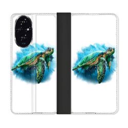 Housse cuir portefeuille Pour Honor 200 5G Animal Tortue Blanche multicolore