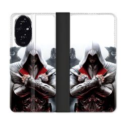 Housse cuir portefeuille Pour Honor 200 5G Assassin Creed Mask