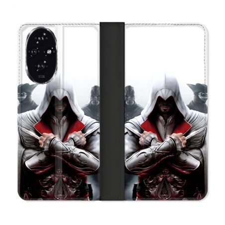 Housse cuir portefeuille Pour Honor 200 5G Assassin Creed Mask