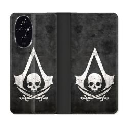 Housse cuir portefeuille Pour Honor 200 5G Assassin Creed Tete Mort