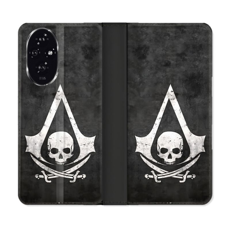 Housse cuir portefeuille Pour Honor 200 5G Assassin Creed Tete Mort