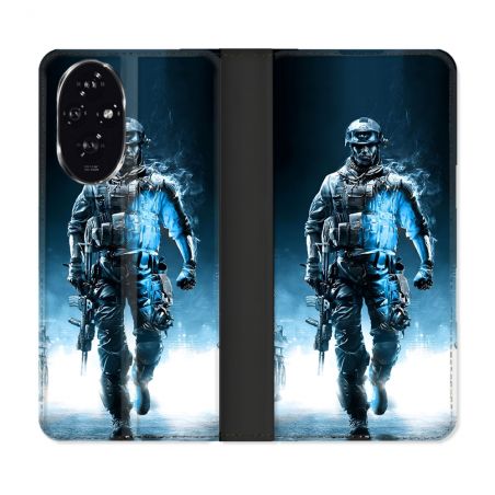 Housse cuir portefeuille Pour Honor 200 5G Call Of Duty Guerrier