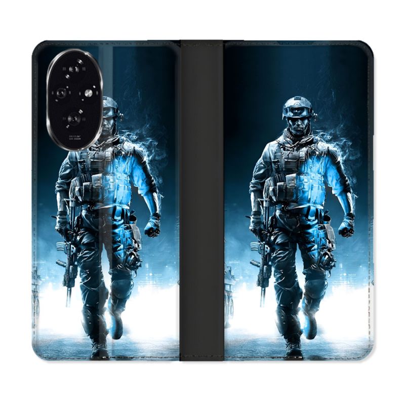 Housse cuir portefeuille Pour Honor 200 5G Call Of Duty Guerrier