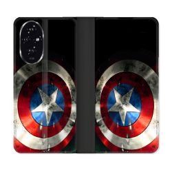 Housse cuir portefeuille Pour Honor 200 5G Captain America Bouclier