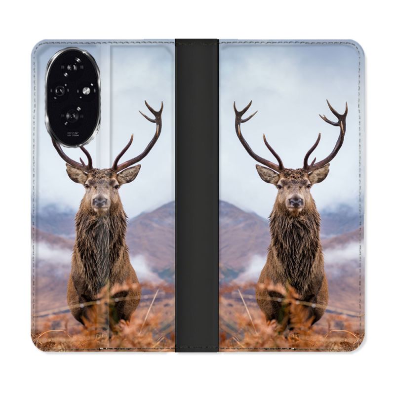 Housse cuir portefeuille Pour Honor 200 5G Chasse Chevreuil Montagne