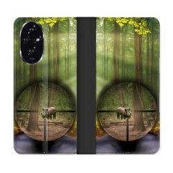 Housse cuir portefeuille Pour Honor 200 5G Chasse Sanglier Viseur