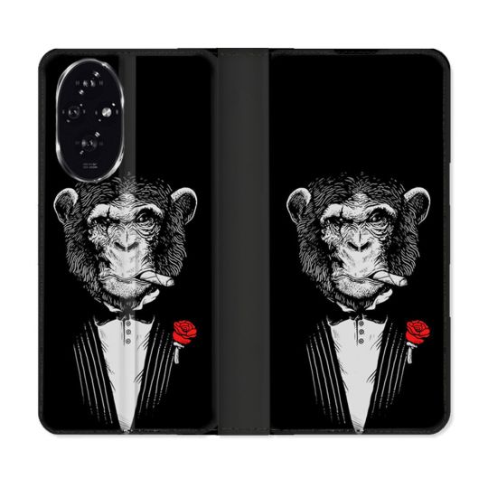 Housse cuir portefeuille Pour Honor 200 5G Decale Singe Mafia