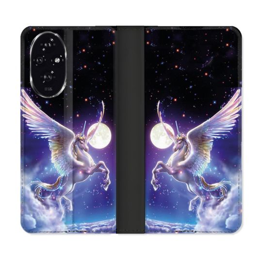 Housse cuir portefeuille Pour Honor 200 5G Fantastique Licorne Céleste
