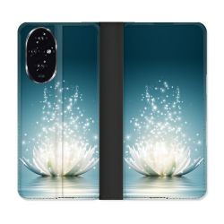 Housse cuir portefeuille Pour Honor 200 5G Fleur Lotus Blanc