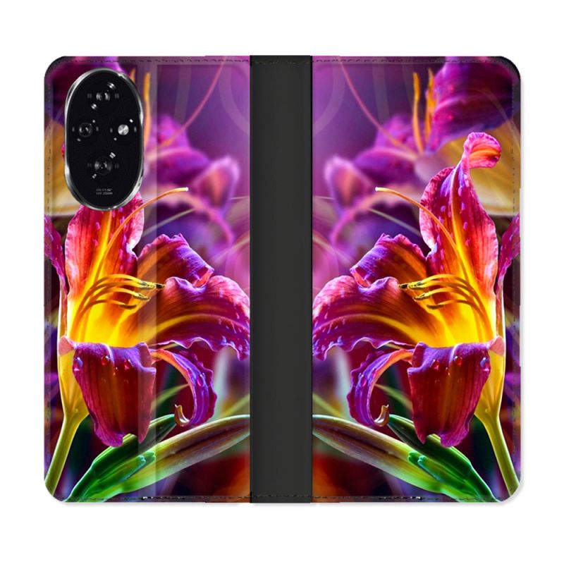 Housse cuir portefeuille Pour Honor 200 5G Fleur Lys Color