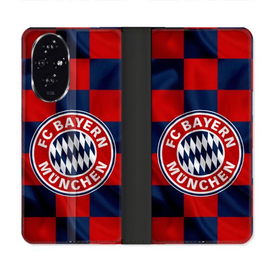 Housse cuir portefeuille Pour Honor 200 5G Foot Bayern Munich Carreaux