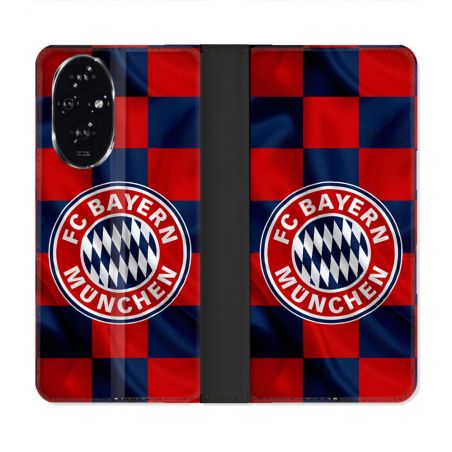 Housse cuir portefeuille Pour Honor 200 5G Foot Bayern Munich Carreaux