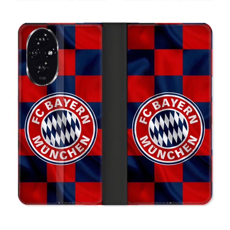 Housse cuir portefeuille Pour Honor 200 5G Foot Bayern Munich Carreaux