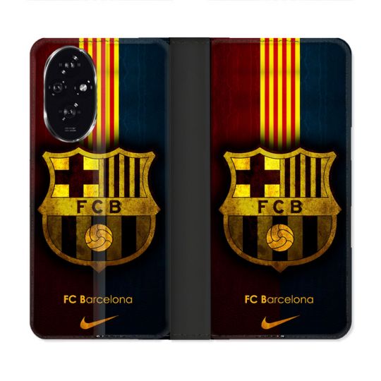 Housse cuir portefeuille Pour Honor 200 5G Foot FC Barcelone Vintage