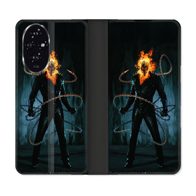 Housse cuir portefeuille Pour Honor 200 5G Ghost Rider
