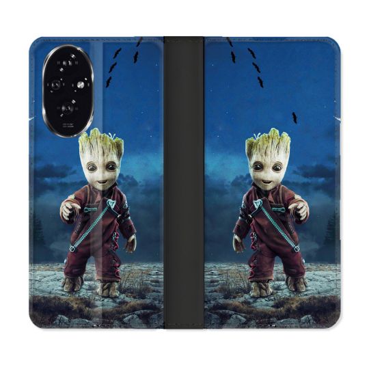 Housse cuir portefeuille Pour Honor 200 5G Groot Bleu