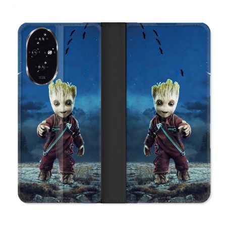 Housse cuir portefeuille Pour Honor 200 5G Groot Bleu