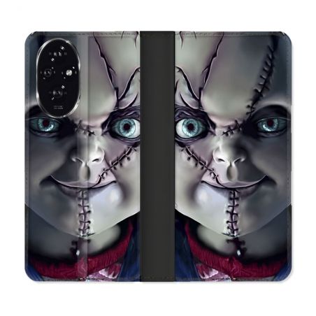 Housse cuir portefeuille Pour Honor 200 5G Horreur Chucky Cicatrice