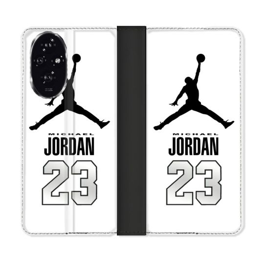 Housse cuir portefeuille Pour Honor 200 5G Jordan 23 Blanc
