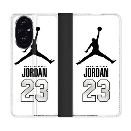 Housse cuir portefeuille Pour Honor 200 5G Jordan 23 Blanc