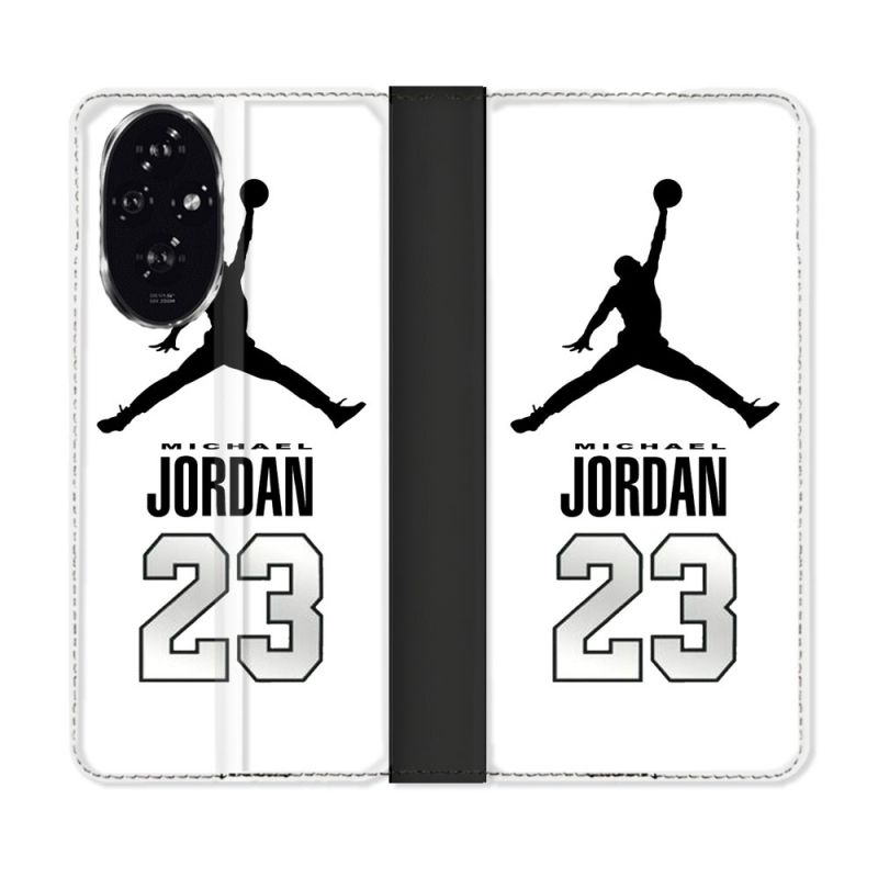 Housse cuir portefeuille Pour Honor 200 5G Jordan 23 Blanc