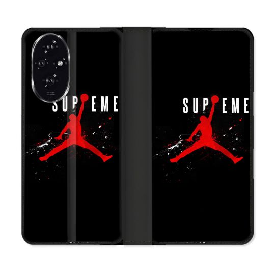 Housse cuir portefeuille Pour Honor 200 5G Jordan Supreme Noir