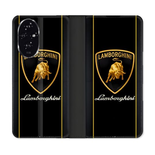 Housse cuir portefeuille Pour Honor 200 5G Lamborghini Carbone