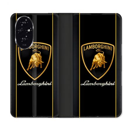 Housse cuir portefeuille Pour Honor 200 5G Lamborghini Carbone