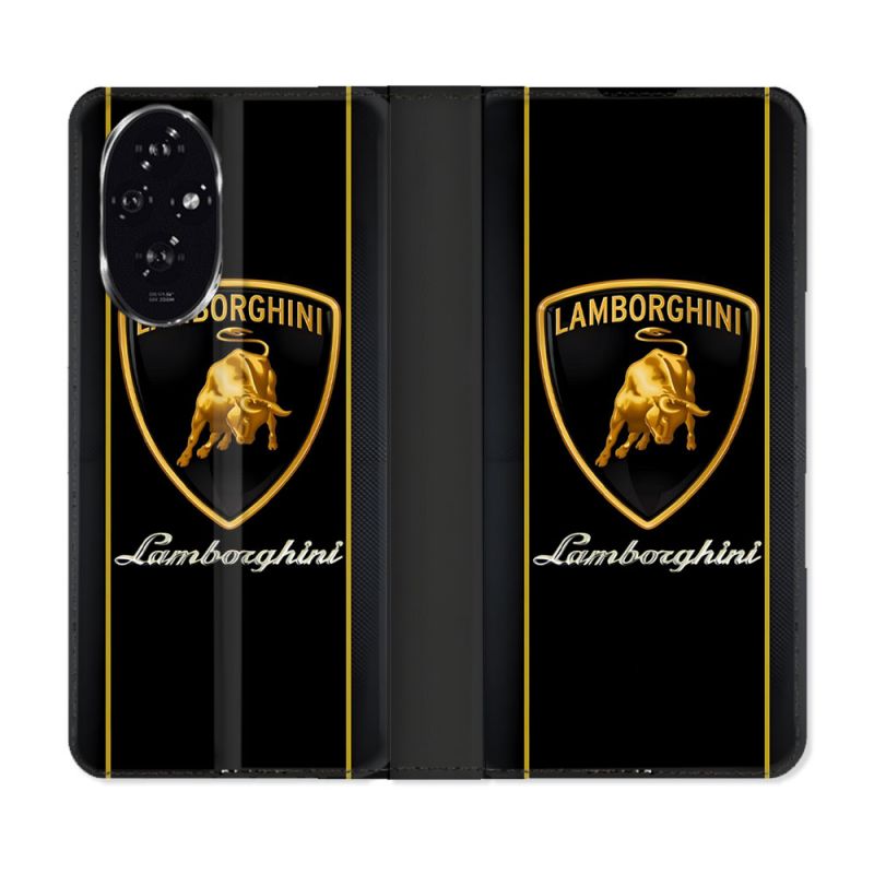 Housse cuir portefeuille Pour Honor 200 5G Lamborghini Carbone