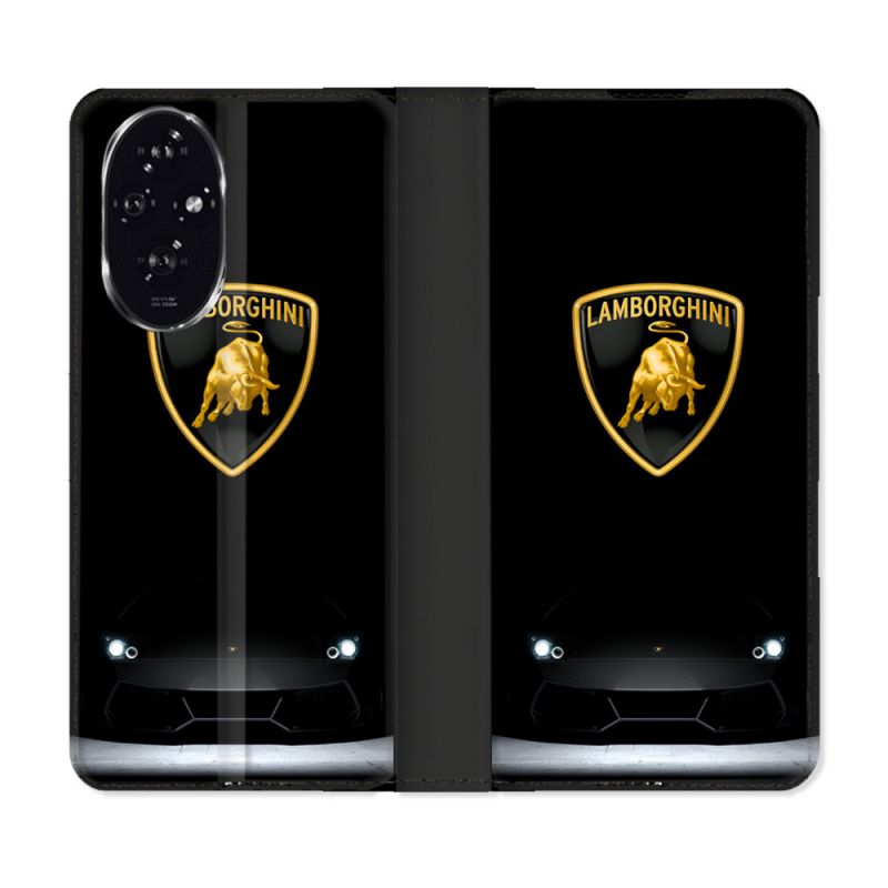 Housse cuir portefeuille Pour Honor 200 5G Lamborghini Noir
