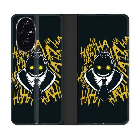 Housse cuir portefeuille Pour Honor 200 5G Manga Assassination Classroom Kuro Noir