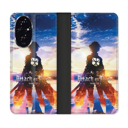 Housse cuir portefeuille Pour Honor 200 5G Manga Attaque Titans Soleil