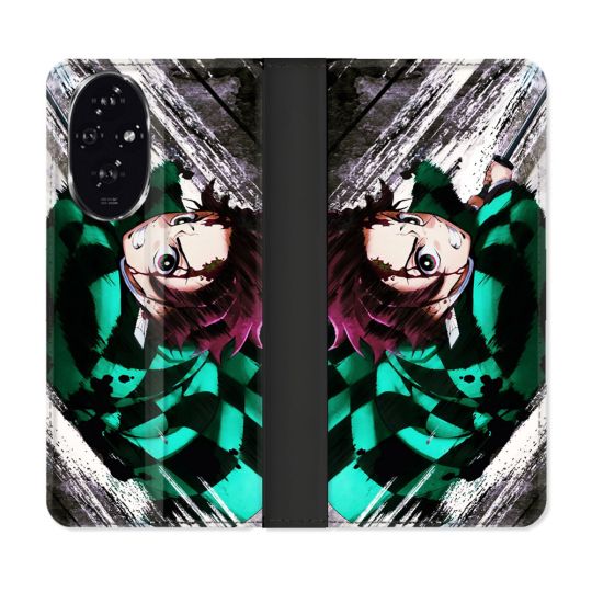 Housse cuir portefeuille Pour Honor 200 5G Manga Demon Slayer Tanjiro