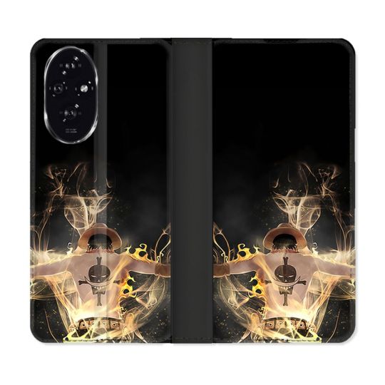 Housse cuir portefeuille Pour Honor 200 5G Manga One Piece Ace Noir